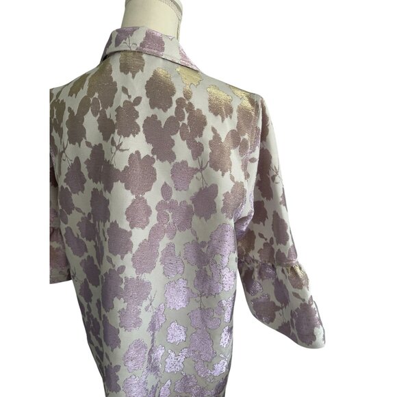 CAROLINE ROSE Floral Lavender Iridescent Lightweight Jacket Coat Sz S NEW w tags - Picture 8 of 12
